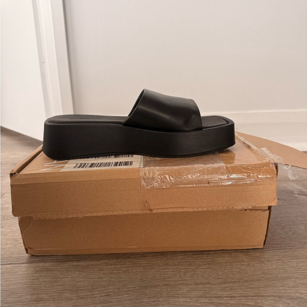 Black Slide Mules - Picture 3 of 4